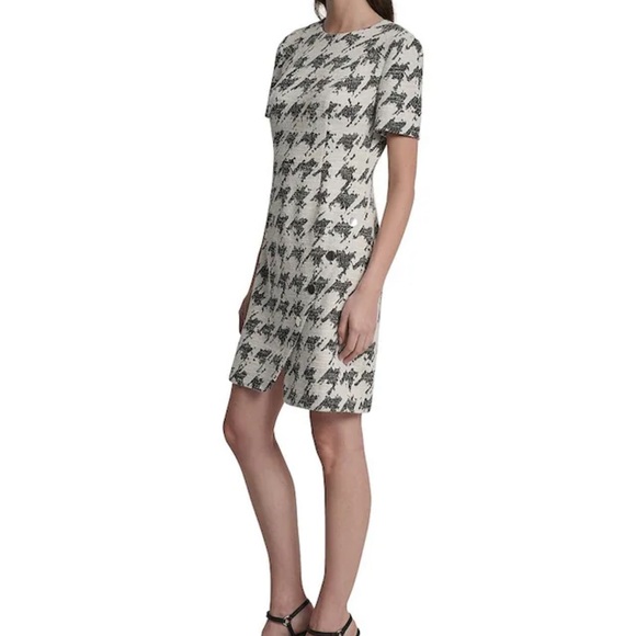 DKNY Elegant Black and White Houndstooth Dress - Picture 3 of 7